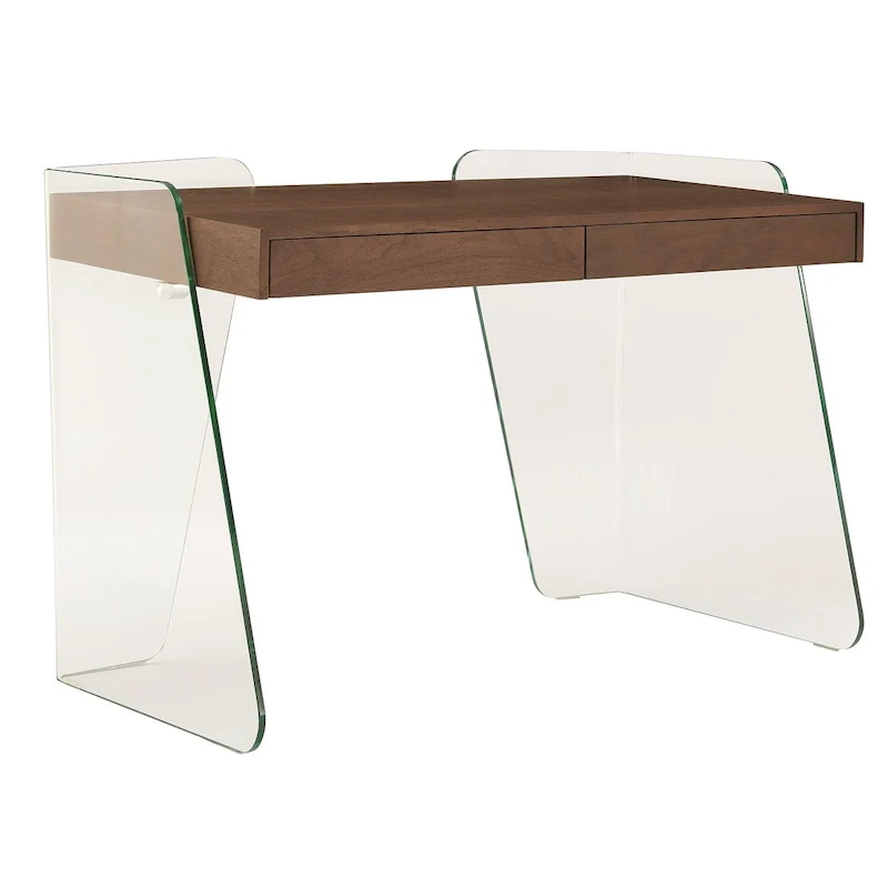 Glass Top Office Desk with Drawers