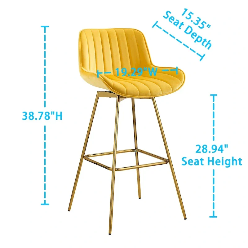 Art Leon Modern Swivel Velvet Barstool (Set of 2)