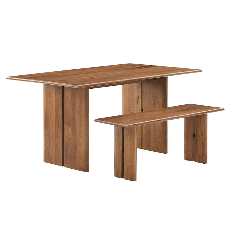 Amistad 60  Wood Dining Table and Bench Set