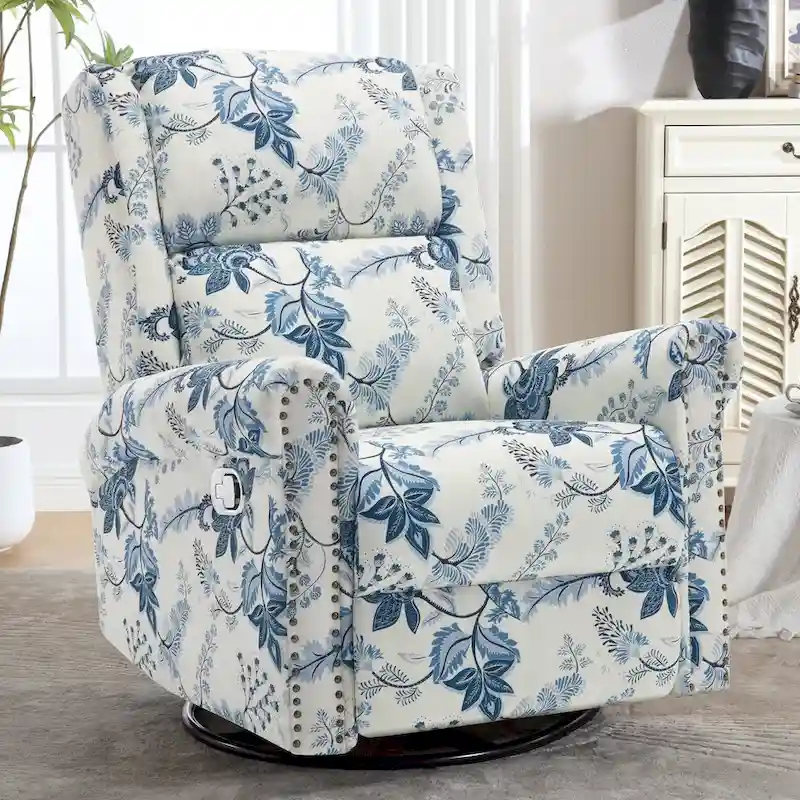 Floral Wingback Manual Recliner – Swivel, Rocking & Glider Chair
