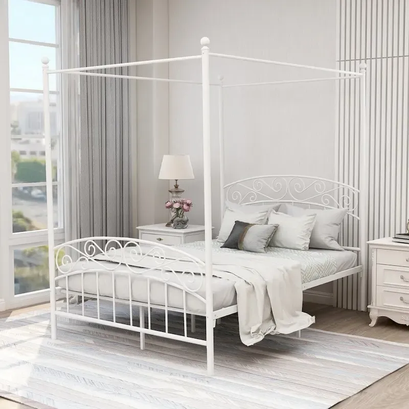 Aufank Classic Metal Canopy Bed Frame, Easy Assembly