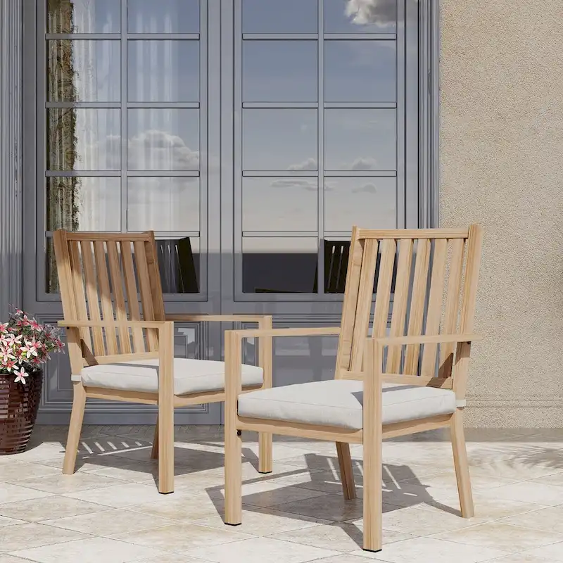 Outdoor Stacking Dining Armchair with Cushion(Set of 4)
