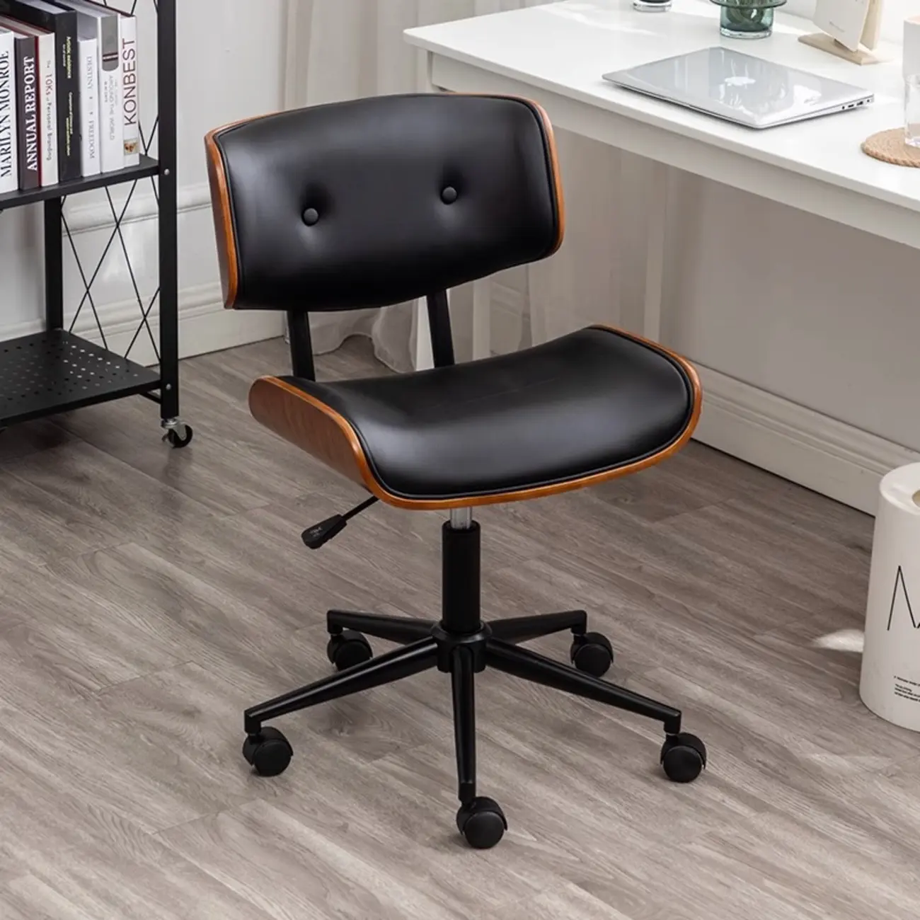 Black Adjustable Leather Swivel Ergonomic Office Chair