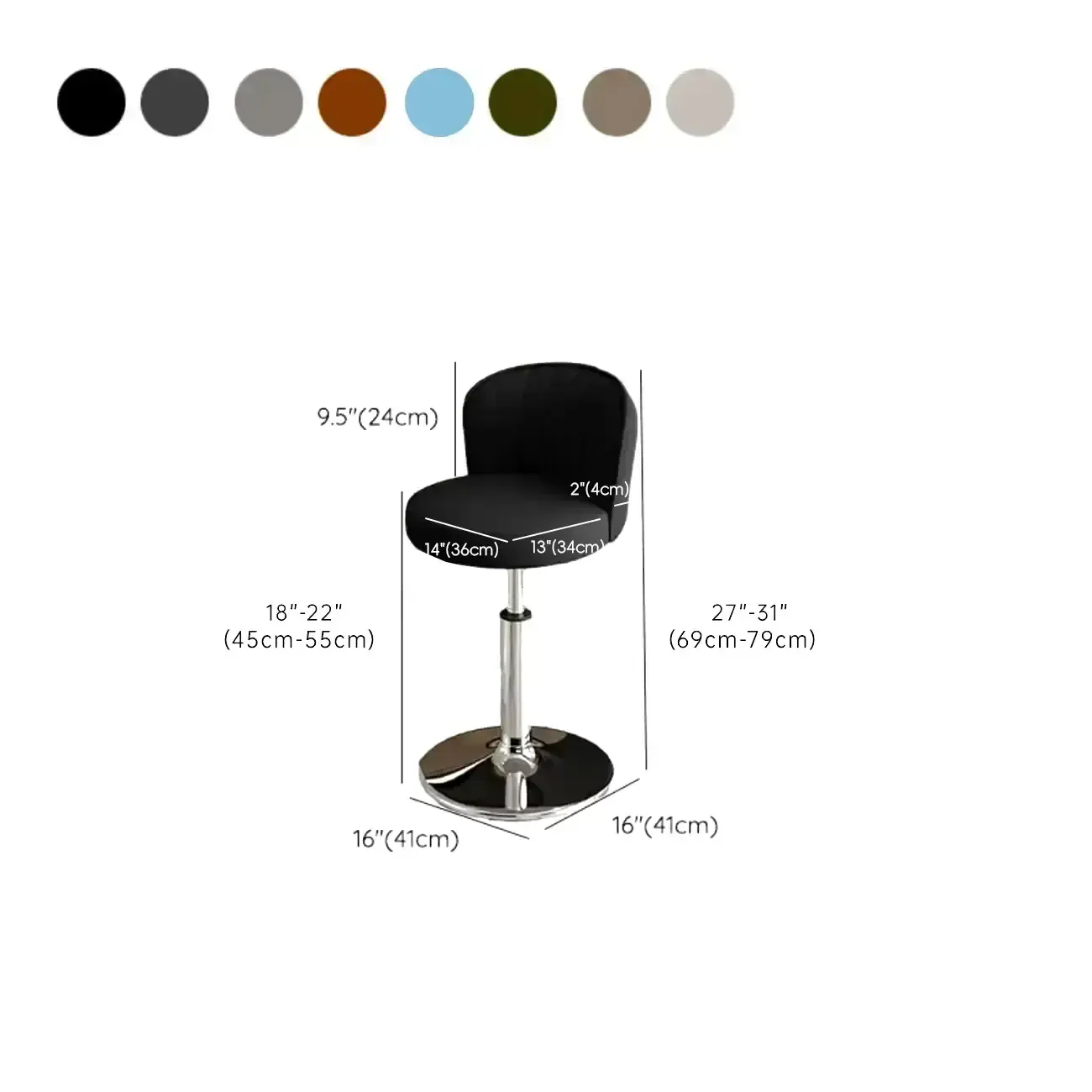 Modern Leather Adjustable Swivel Bar Stools with Back