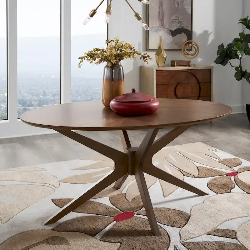 Walnut Oval Mid-Century Dining Table, 4-Person