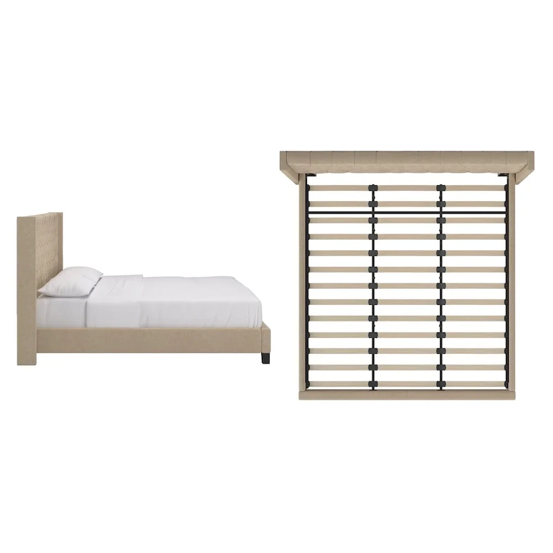 Wingback Button Tufted King Bed