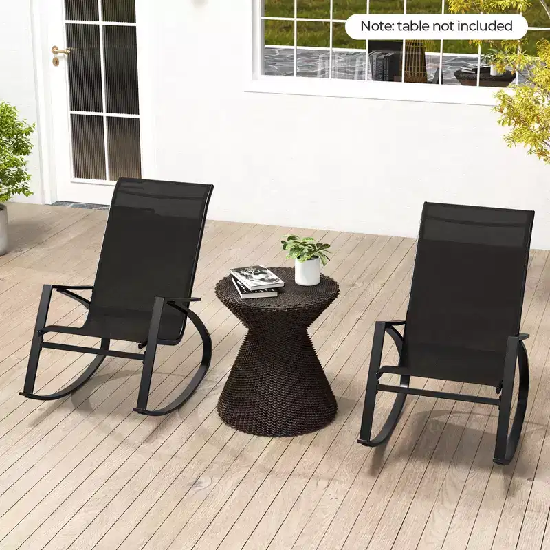 Costway 4 PCS Patio Rocking Chairs w/ Ergonomic Backrest Seat Safe Stoppers for Backyard