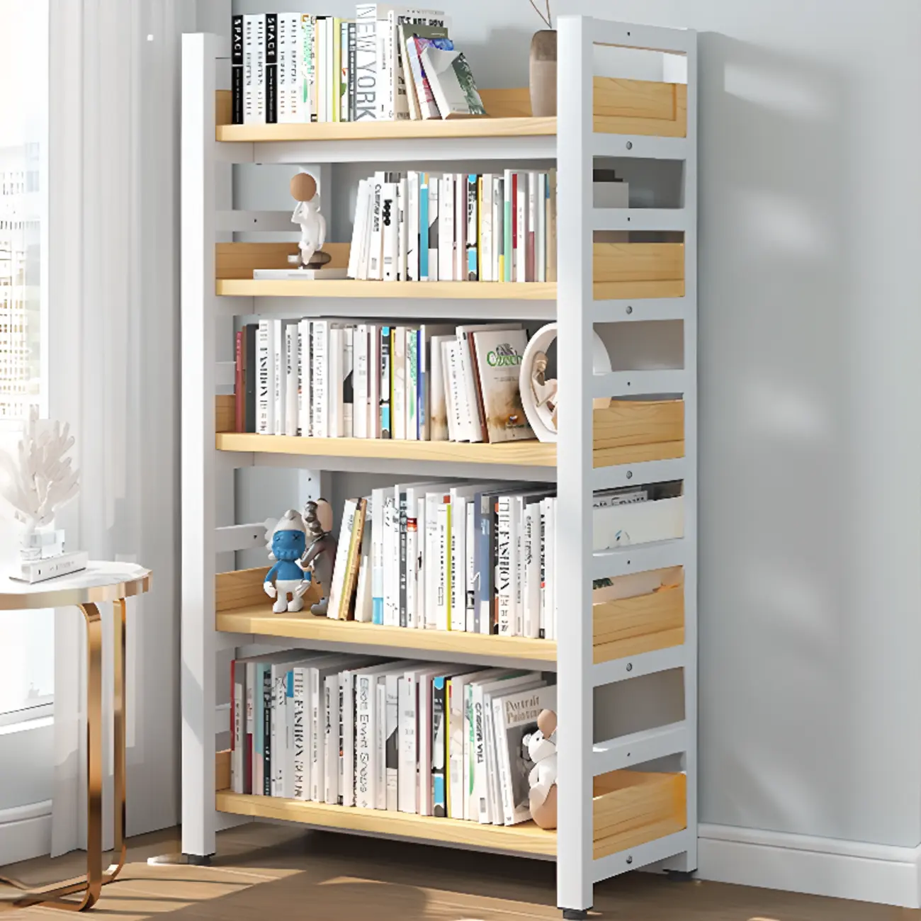 Modish Multi-Layer Open Back Wooden Tall Bookshelves