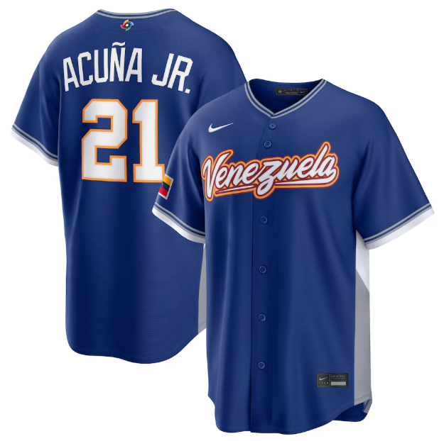 Venezuela Baseball Ronald Acuña Jr. Royal 2026 World Baseball Classic Road Stadium Jersey