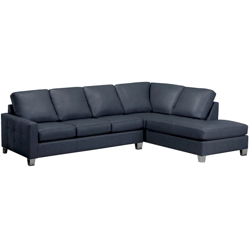 Dean Top Grain Italian Leather Tufted Sectional Sofa - 107 x 85 x 35 x 34