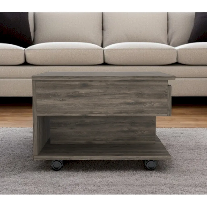 Dark Brown Lift Top Coffee Table with Drawer (15.3
