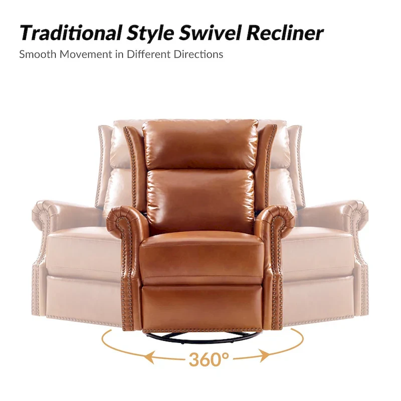 Viviana Traditional Genuine Leather Manual Swivel Glider Recliner by HULALA HOME