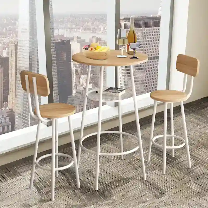 2-Tier Round Bistro Bar Dining Table