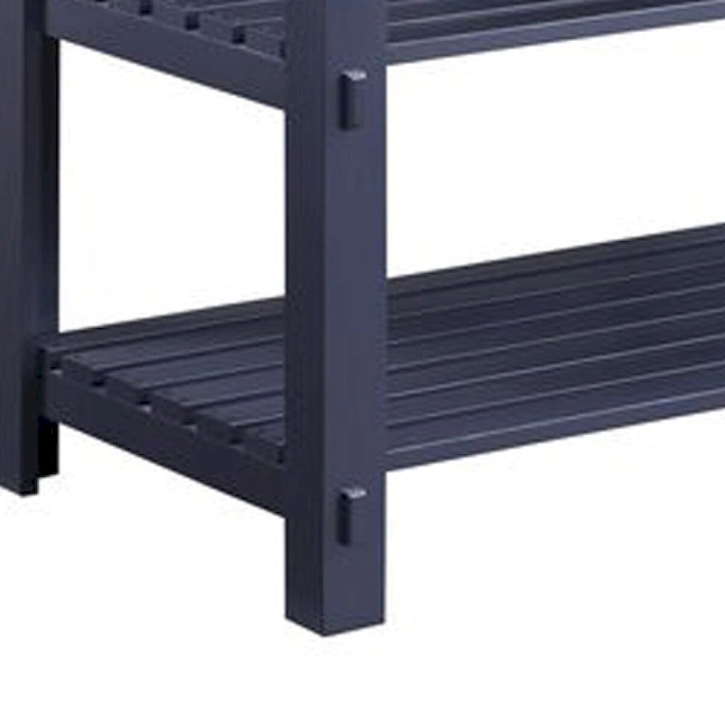 50 Inch Kitchen Island, Faux Marble Top, 2 Slatted Shelves, Gray