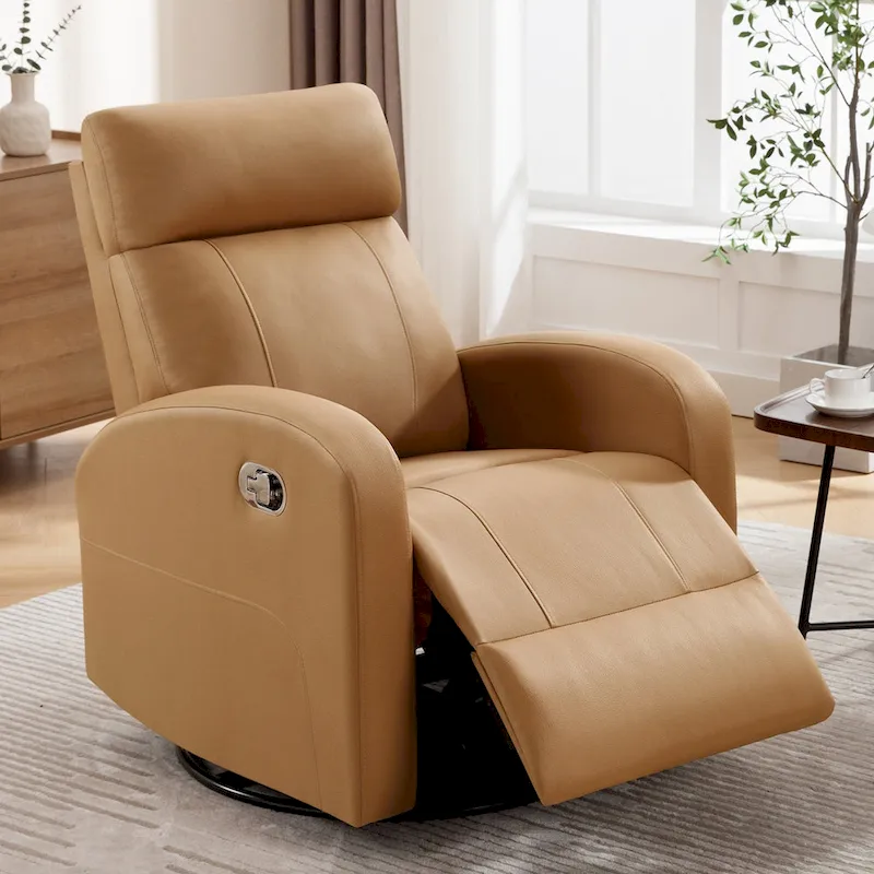 Faux Leather Swivel Rocking Recliner - Single Seater