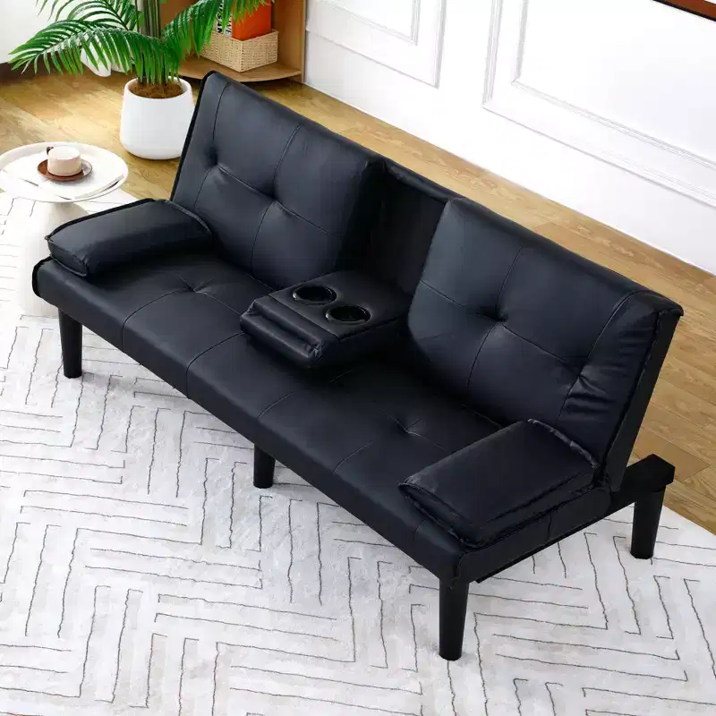 TUYOHW Convertible Sofa Bed,67 Modern Futon Sofa Bed with Cup Holder,Sleeper Couch for Small Spaces,Apartments & Offices