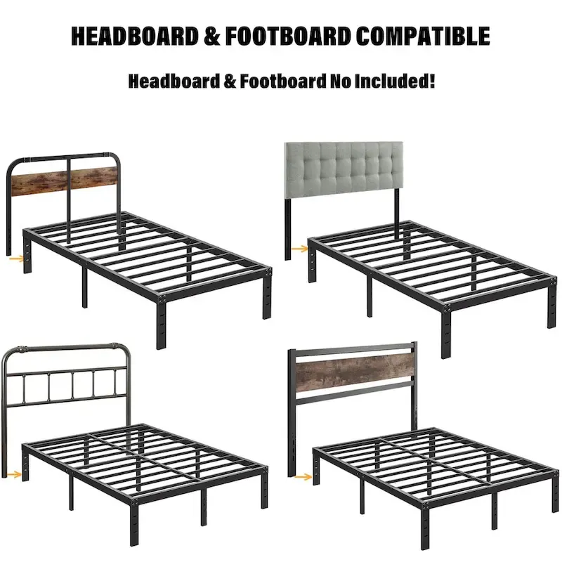 14 Inch Heavy Duty Bed Frame, No Box Spring Needed, Noise Free