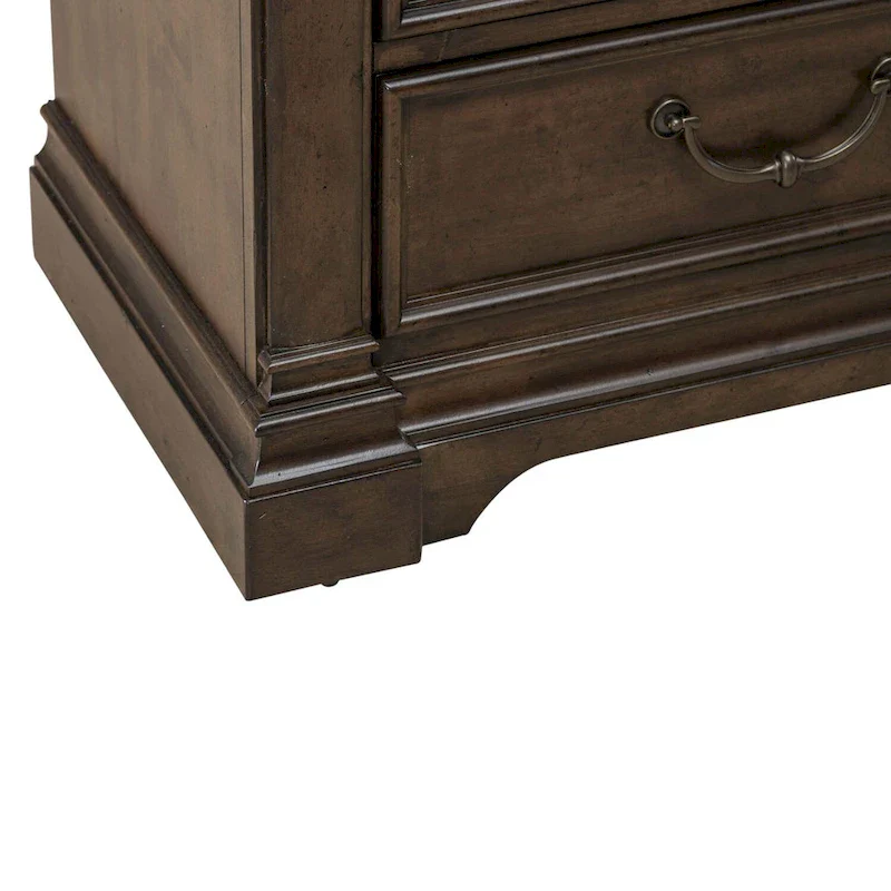 Arden Road Satin Cherry Bedroom Wood Nightstand with Charging Station