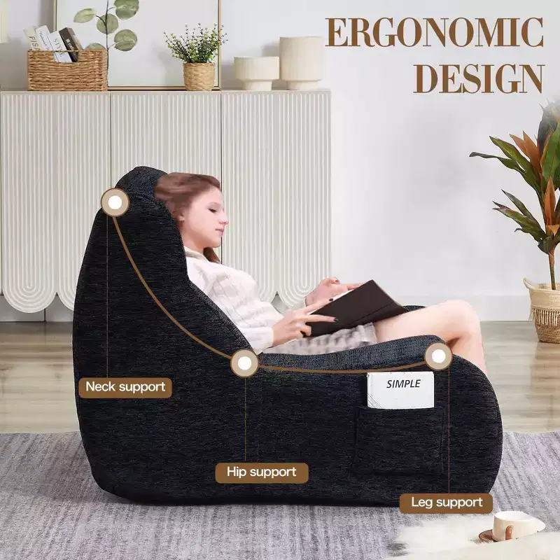 Okak Giant Bean Bag Chair with Arms, Floor Chair Sofa Chair with High-Resilience Sponge, Lazy Bean Bag Sofas for Adults, Accent Chair