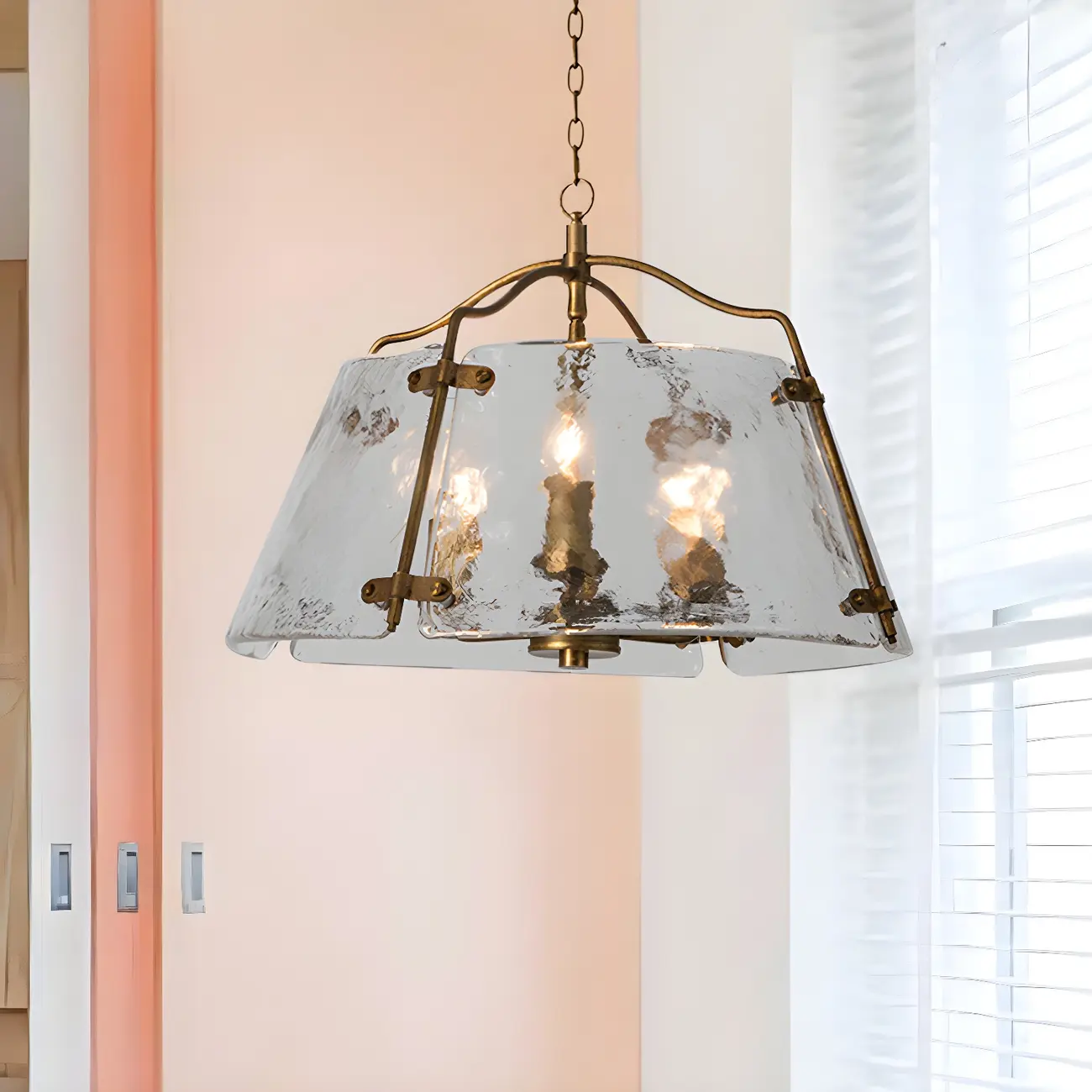 Modern Conic Gold White Ceramics Painting Down Chandelier