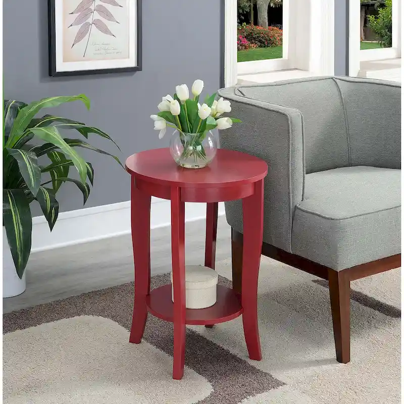 Round End Table with Shelf