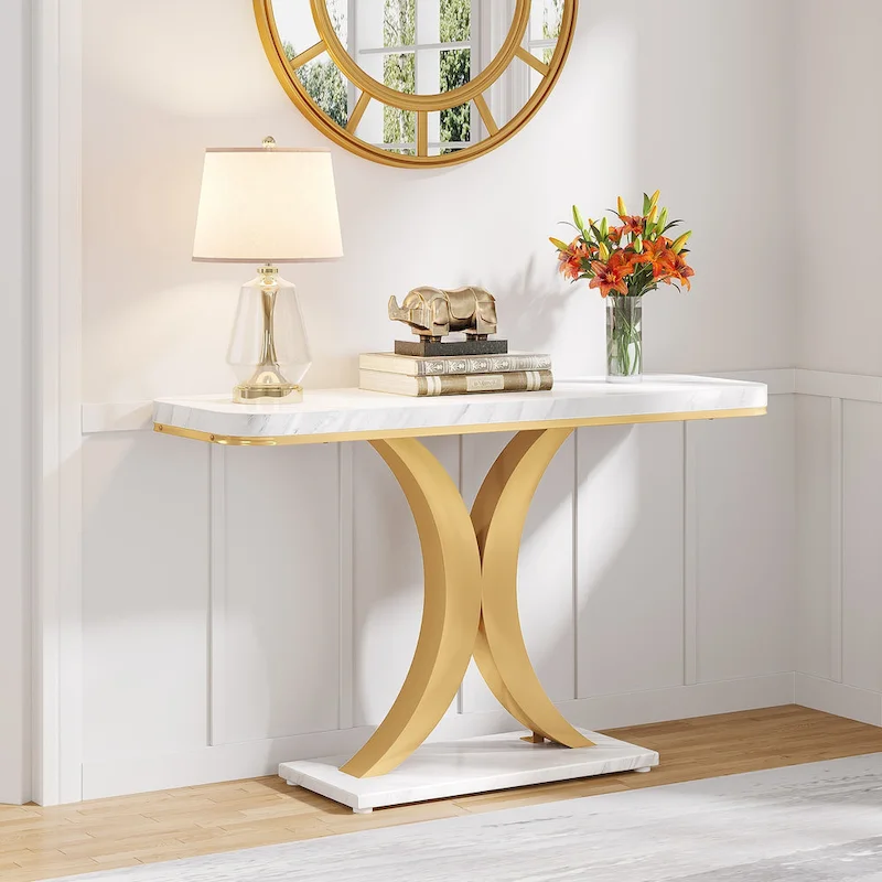 40 Inches Narrow Industrial Console Sofa Table for Entryway