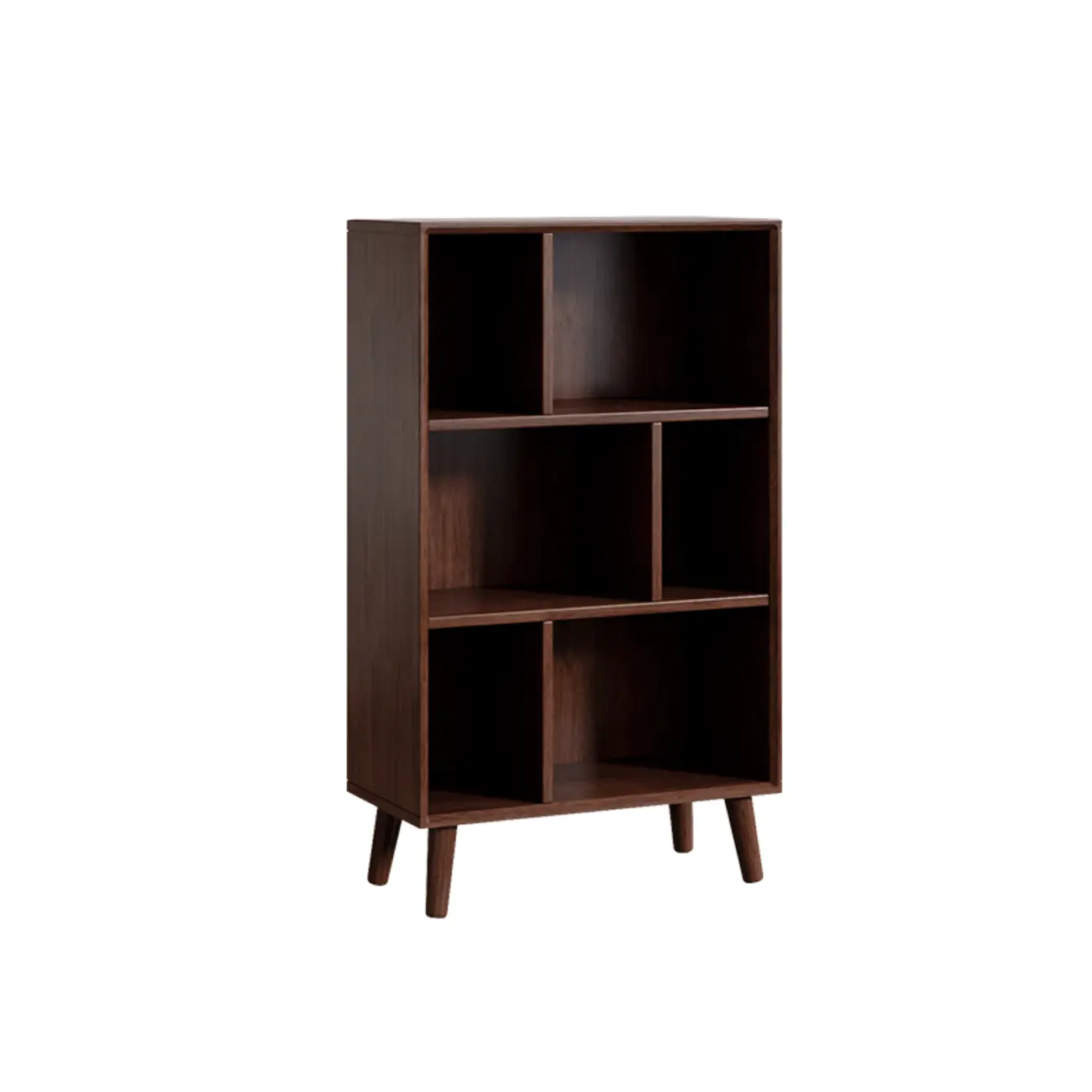 Modern Black Rubberwood Open Rectangle Bookcase