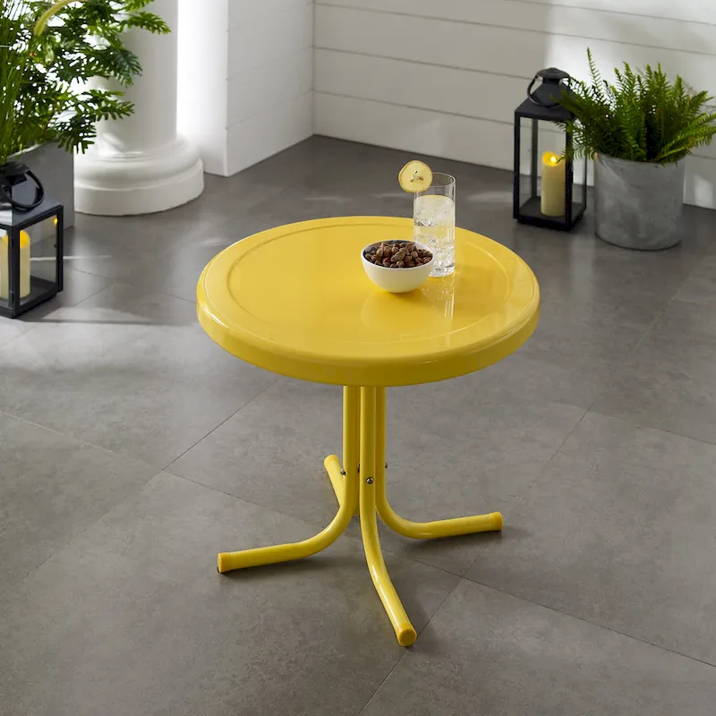 Crosley Retro Metal Side Table In Yellow