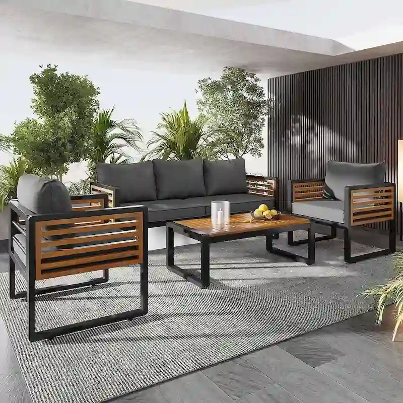 Outdoor 5-person conversation package conversation, triple sofa with 2 single sofas and coffee table
