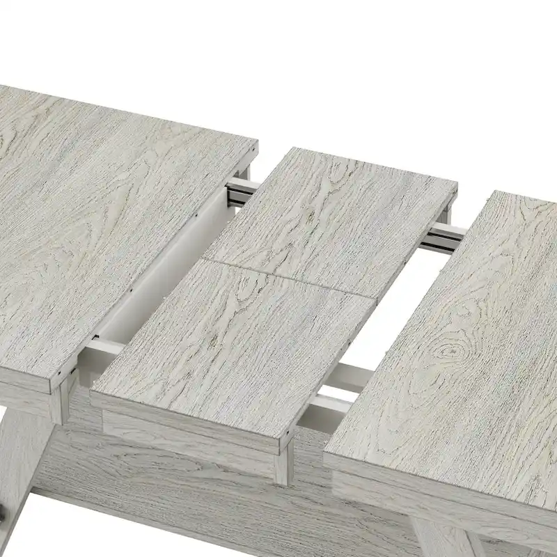 Solid Wood Rectangular Extendable Dining Table with Bench