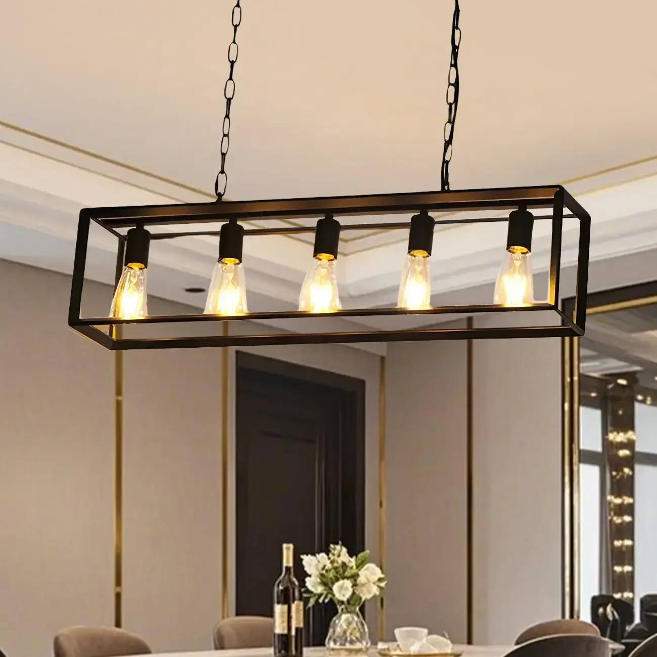 Traditional Brass Metal 6-light Island Pendant Light for Kitchen