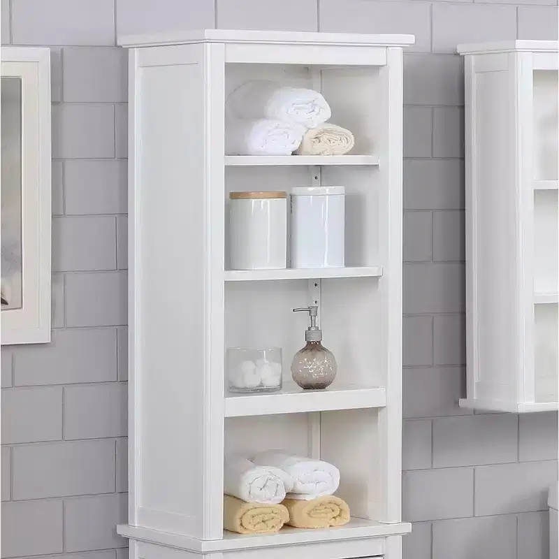 Shelving Hutch Dorset - Alaterre Furniture: Painted Hardwood Bathroom Cabinet, Adjustable Shelves, 36"H x 17"W