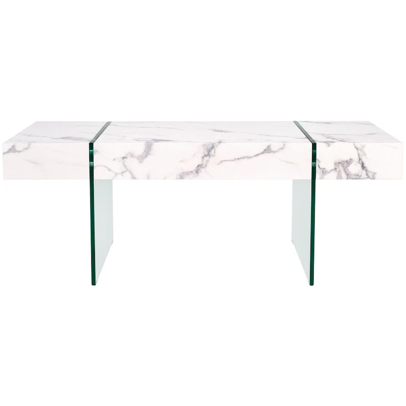 SAFAVIEH Pluma Glass Leg Rectangular Coffee Table - 43.3 W x 23.6 L x 15.7 H - 43Wx24Dx16H
