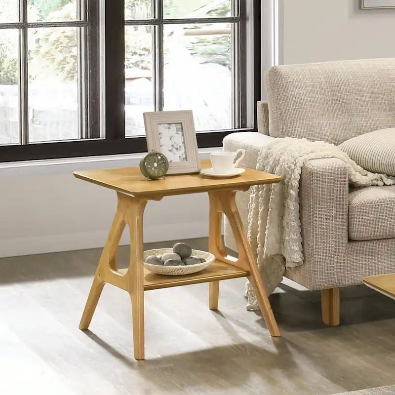 Mid-Century Modern Wood 3-Piece Coffee Table Set
