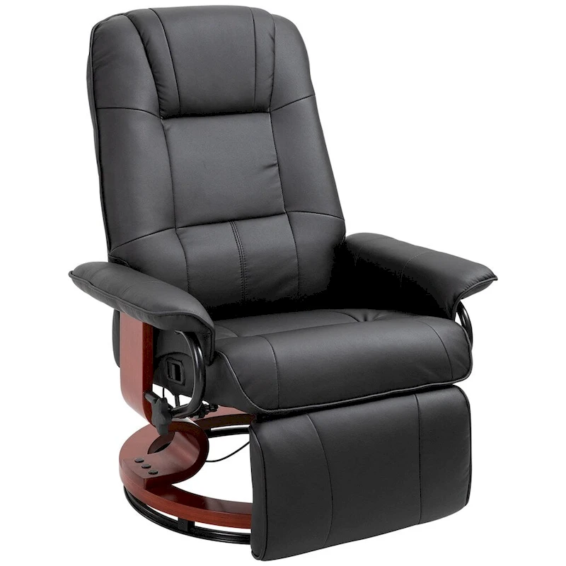 Leather Adjustable Swivel Lounge Chair with Footrest and Armrest