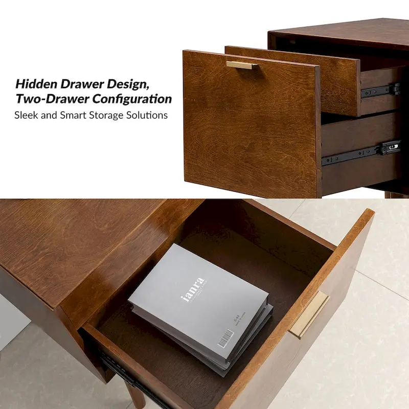 Isabel Mid-century 2- Drawer Wood Nightstand Sets of 2 by HULALA HOME