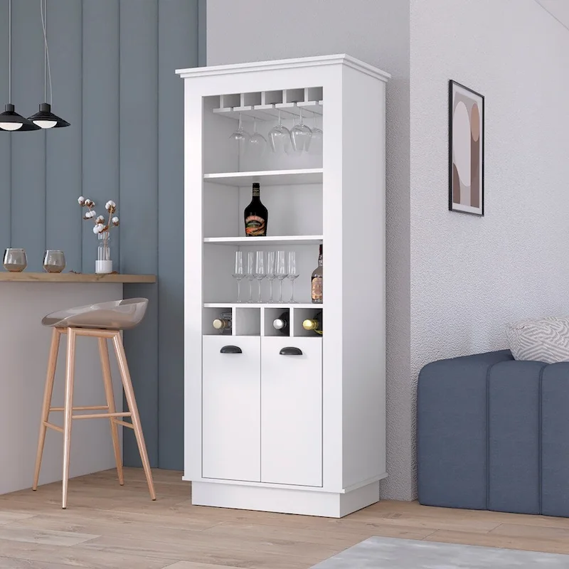 Bar Cabinet, Four built-in wine racks,Living Room, Black
