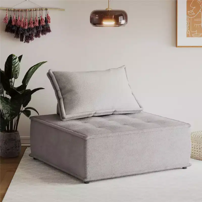 DHP Paloma Upholstered Armless Modular Chair with Backrest Pillow