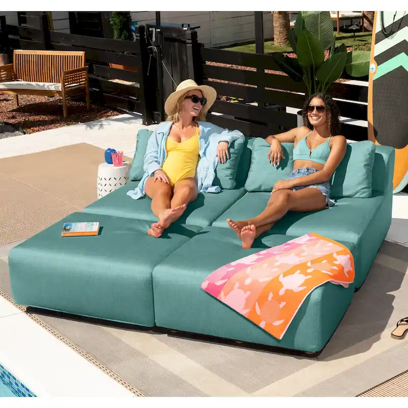 Jaxx Vada Outdoor Sun Lounger Loveseat Luxurious Modular Double Chaise and Conversation Nook - 72