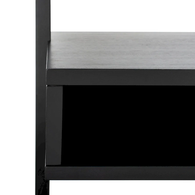2-Shelf Leaning Desk – Black / Honey Brown / Natural, Charcoal Frame