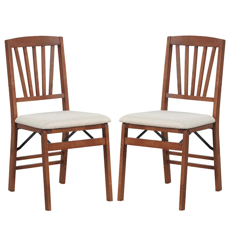 Costway 2/4 Set Kitchen Chairs with Rubber Wood Frame Upholstered Seat