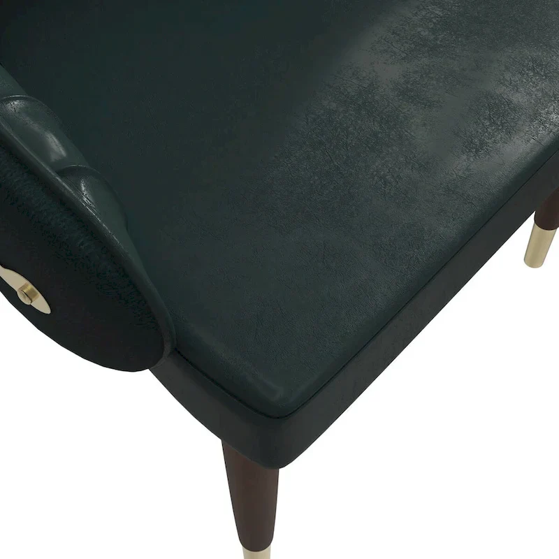 Leather Dining Chair with a Ripple Back and Gold Accents Design Elara Collection