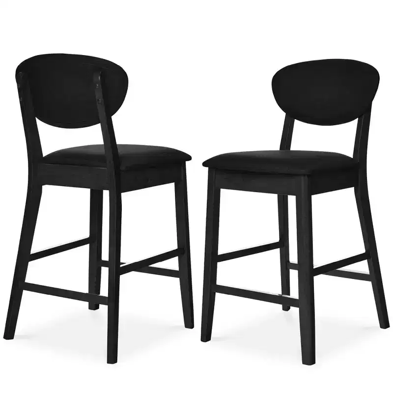 Best Choice Products 2-Piece Mid-Century Modern Wood and Upholstered Counter Height Bar Stool Set
