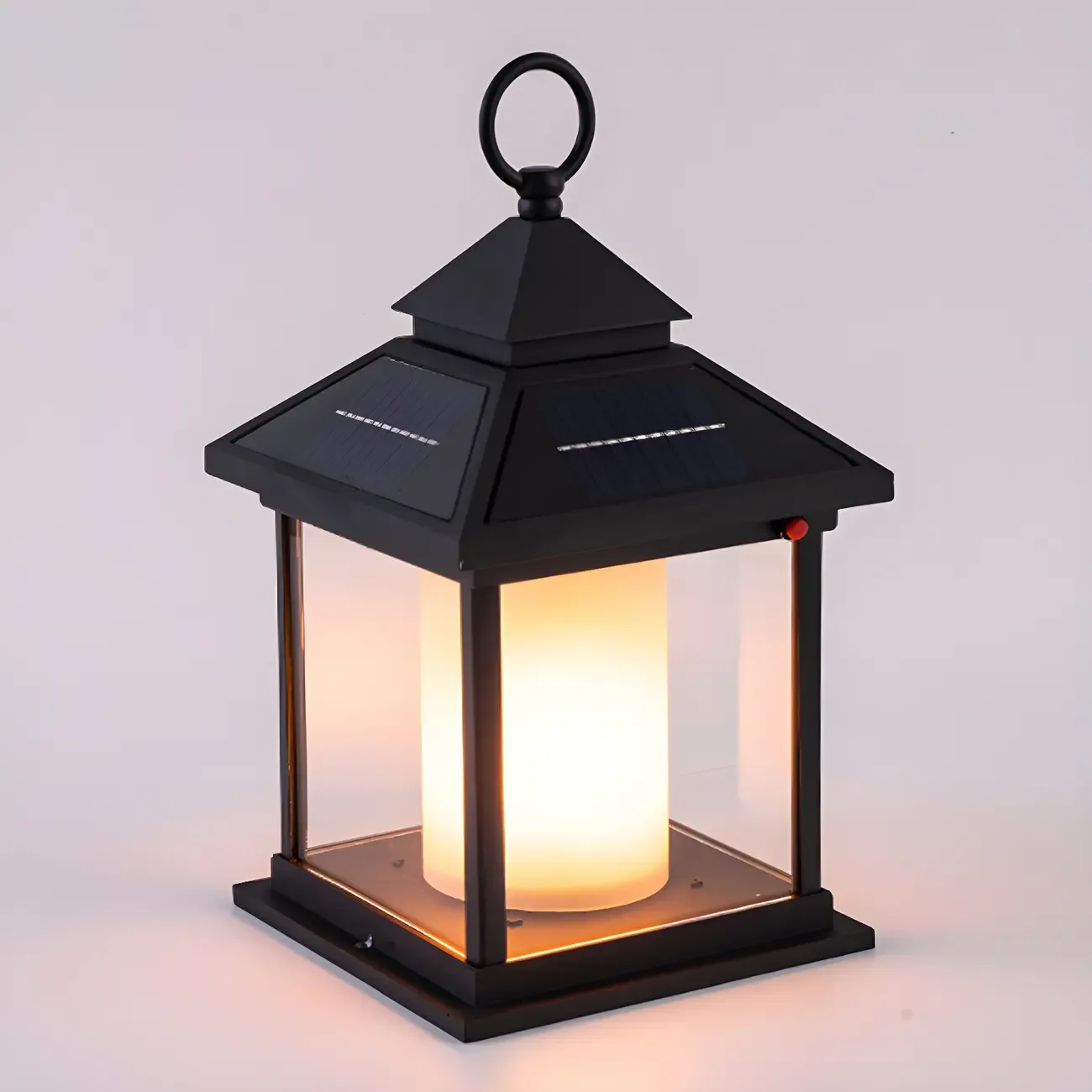 Metal House-Shape Post Cap Light with Handle and Switch