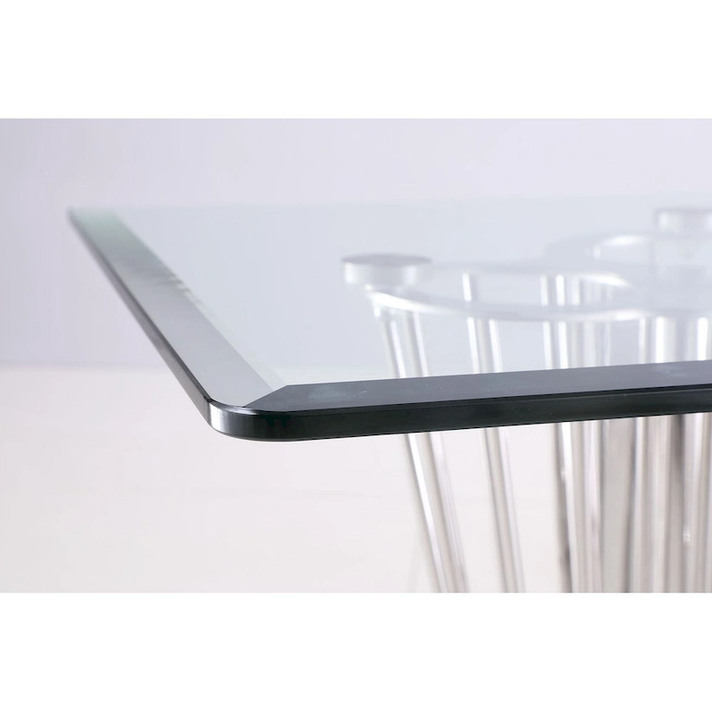 Somette Fiona Rectangular Dining Table with Double Pedestal Base - Silver