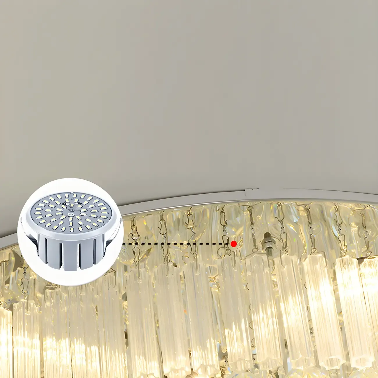 Modern Silver Crystal Rectangle Island Chandelier