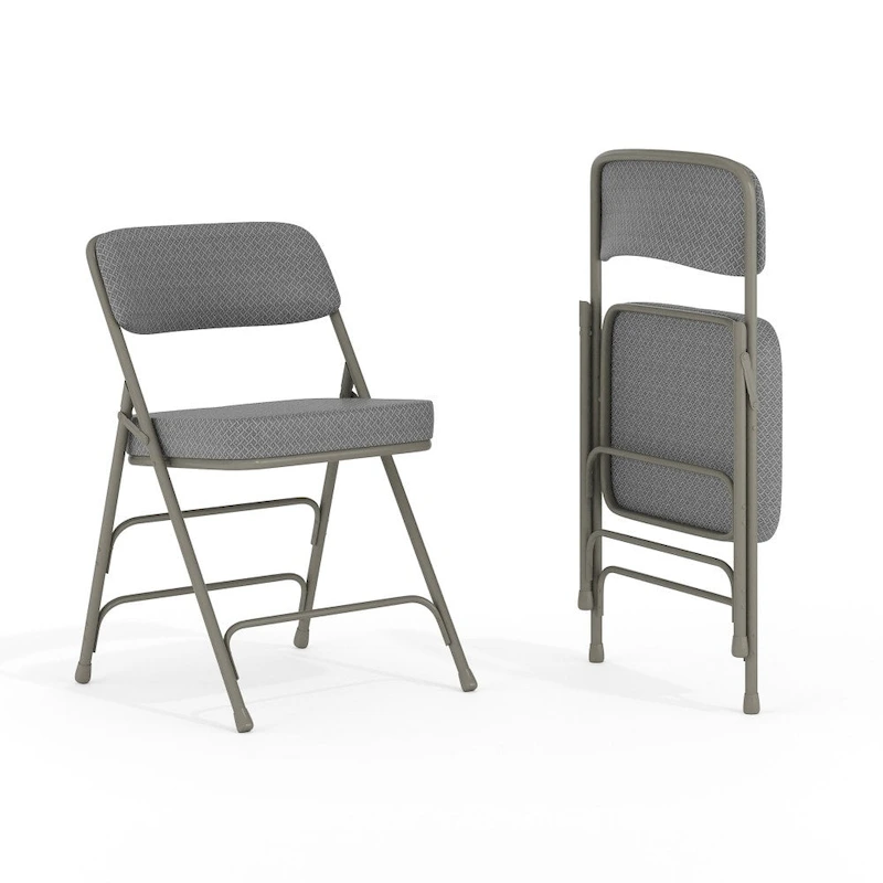 2 Pack Curved Triple Braced & Double Hinged Upholstered Metal Folding Chair