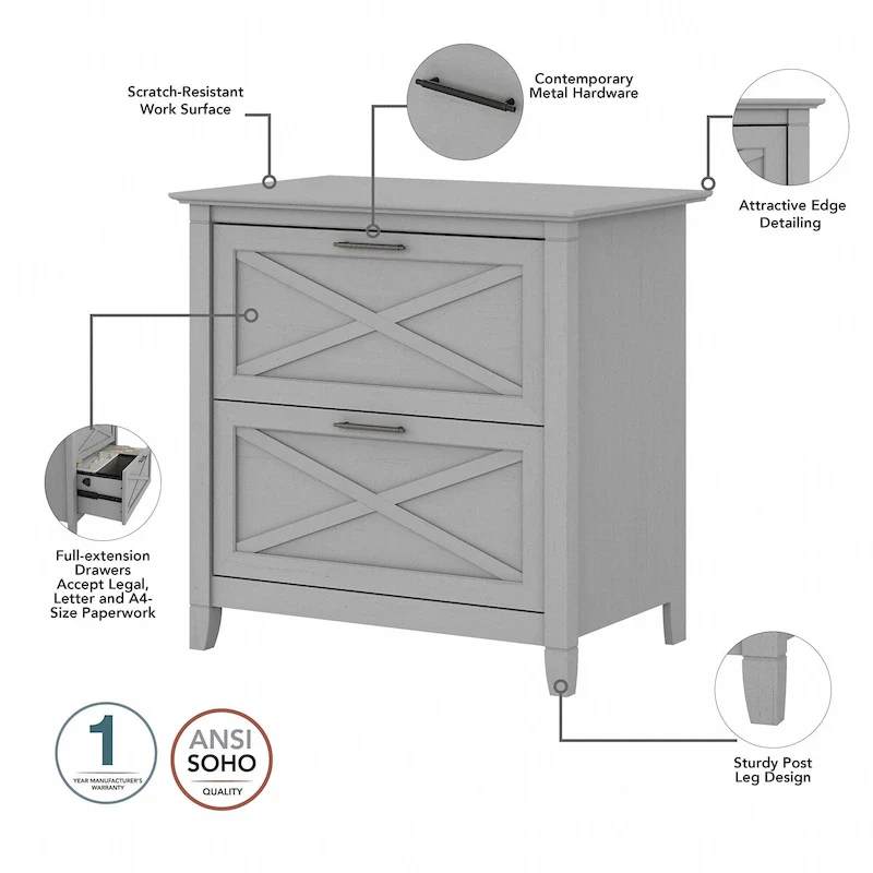 Key West 54W Computer Desk with Cabinet and Bookcase by Bush Furniture