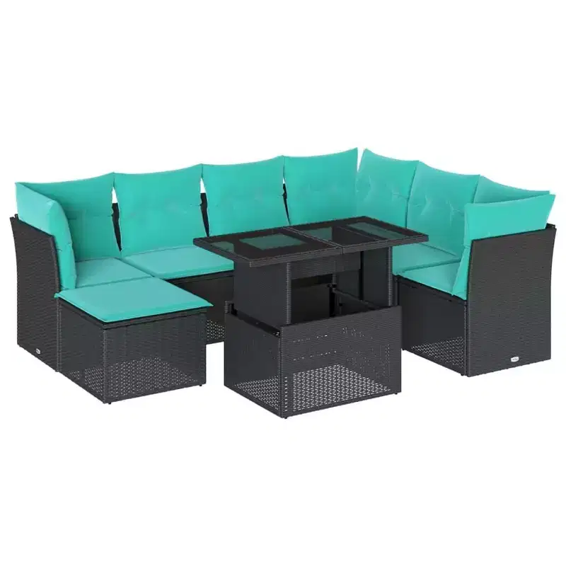 vidaXL Patio Sofa Set with Cushions Modular Outdoor Seating 8 Piece Poly Rattan