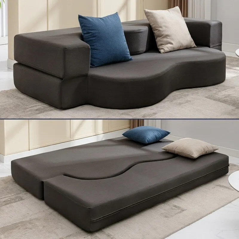 Convertible Futon Sofa Bed, Foldable, Foam Folding Mattress Sleeper, Cloth Fabrics Floor Couch Lounge Sleeper Bed